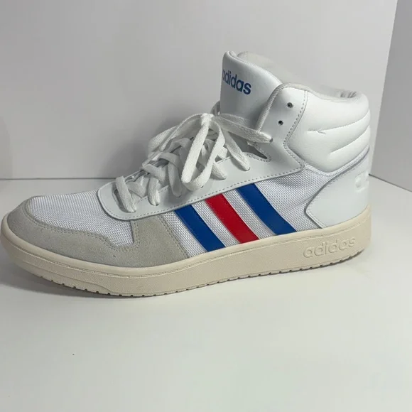 adidas White Athletic Shoes with Blue and Red Stripes - Picture 6 of 9